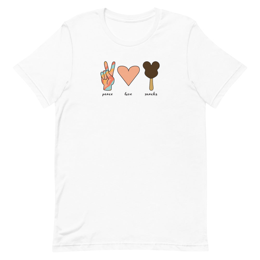 Peace, Love, Snacks Unisex T-Shirt