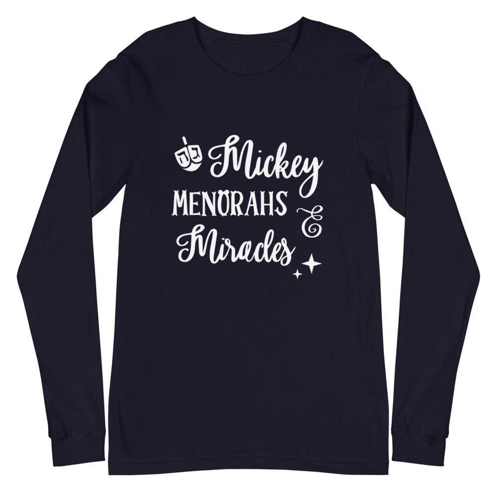 Mickey Menorahs and Miracles Unisex Long Sleeve Tee