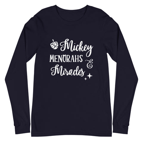Mickey Menorahs and Miracles Unisex Long Sleeve Tee