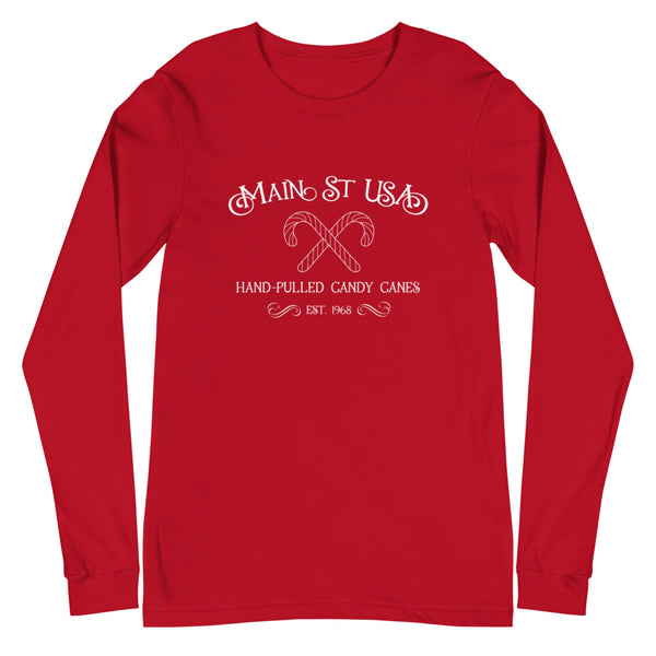 Main St Candy Canes Unisex Long Sleeve Tee